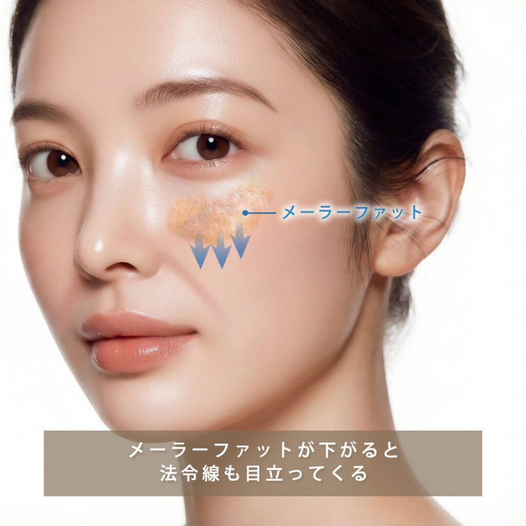 こめかみからほうれい線を引き上げるヒアルロン酸の注入方法