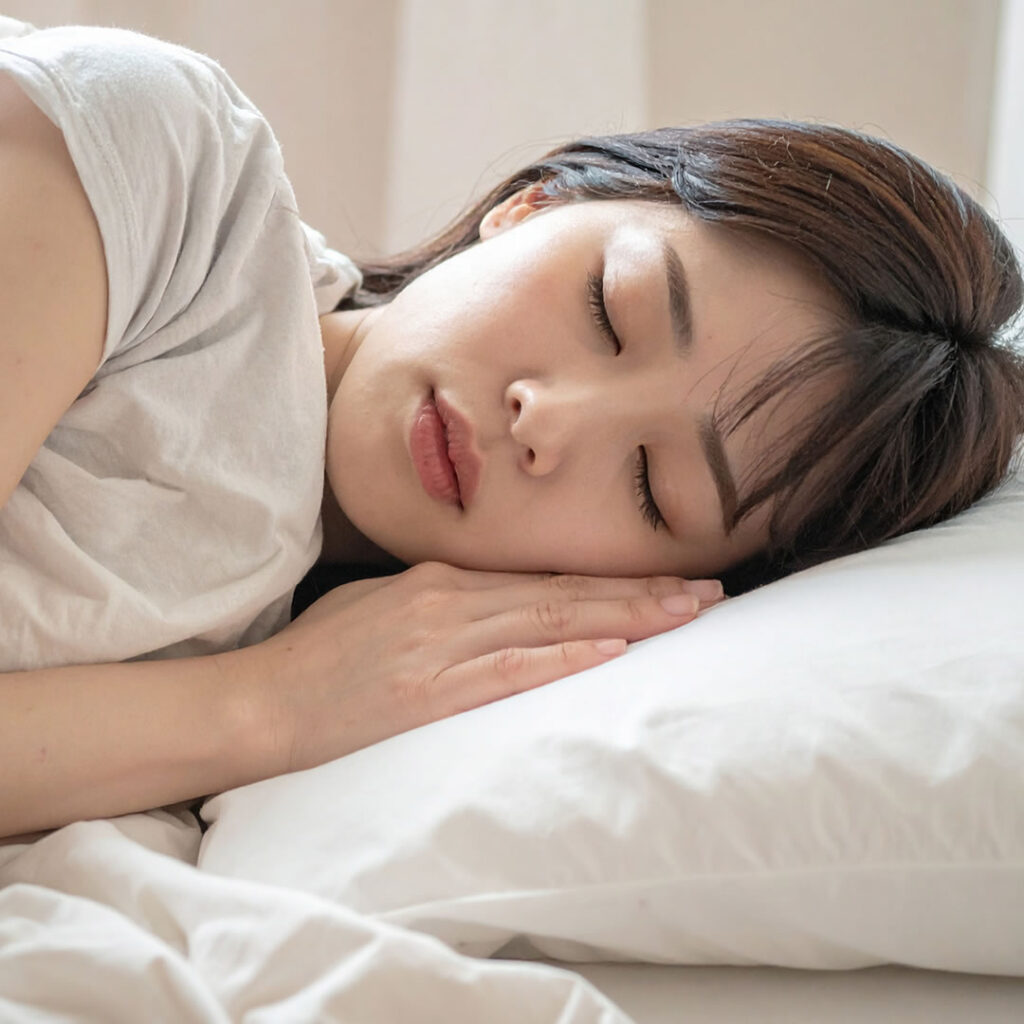長時間寝ている女性